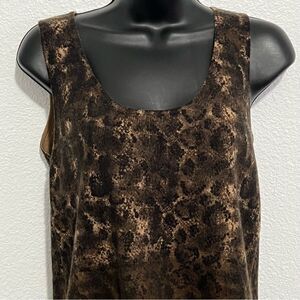 Vtg 90s Dana Buchman Black Brown Cheetah Animal Print Wool Sleeveless Vest M P